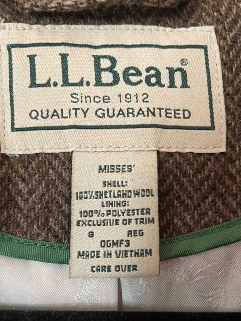 LL Bean women’s herringbone shetland wool blazer, color: brown  size: 8 reg - Picture 2 of 7